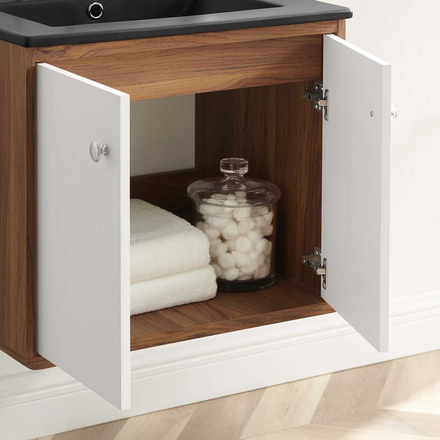 Transmit 24" Wall-Mount Bathroom Vanity, Wood, White Black, 21037
