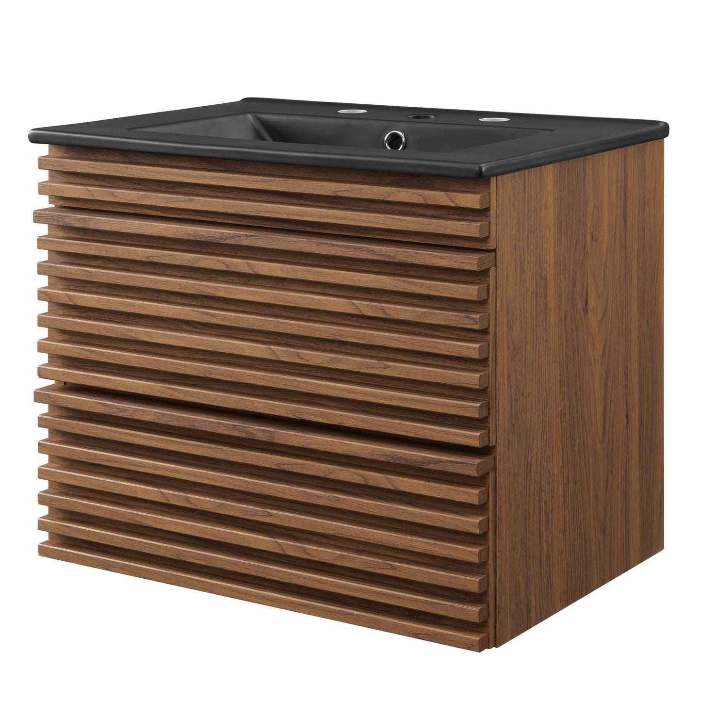 Render 24" Wall-Mount Bathroom Vanity, Wood, Brown Walnut Black, 21039