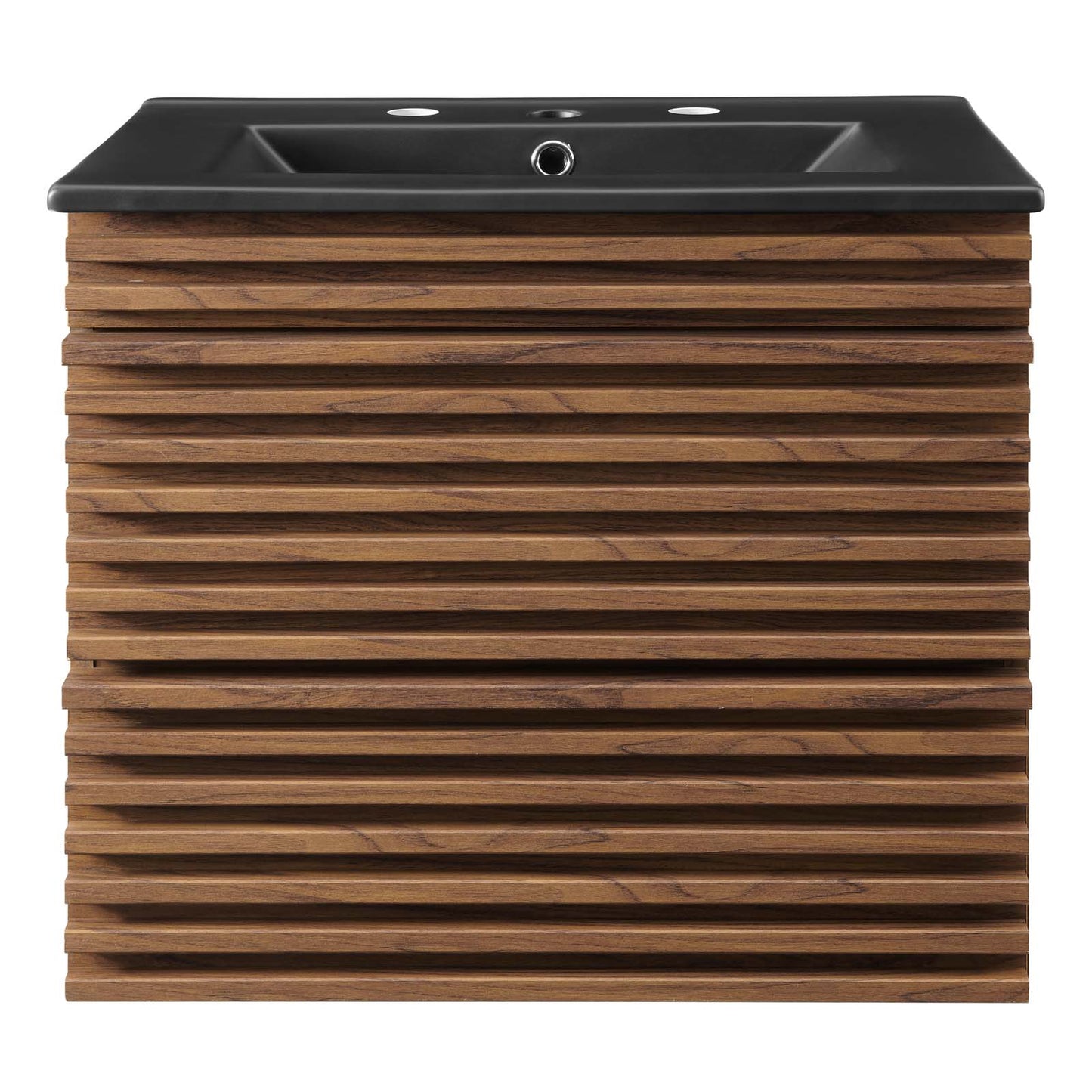 Render 24" Wall-Mount Bathroom Vanity, Wood, Brown Walnut Black, 21039