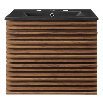 Render 24" Wall-Mount Bathroom Vanity, Wood, Brown Walnut Black, 21039