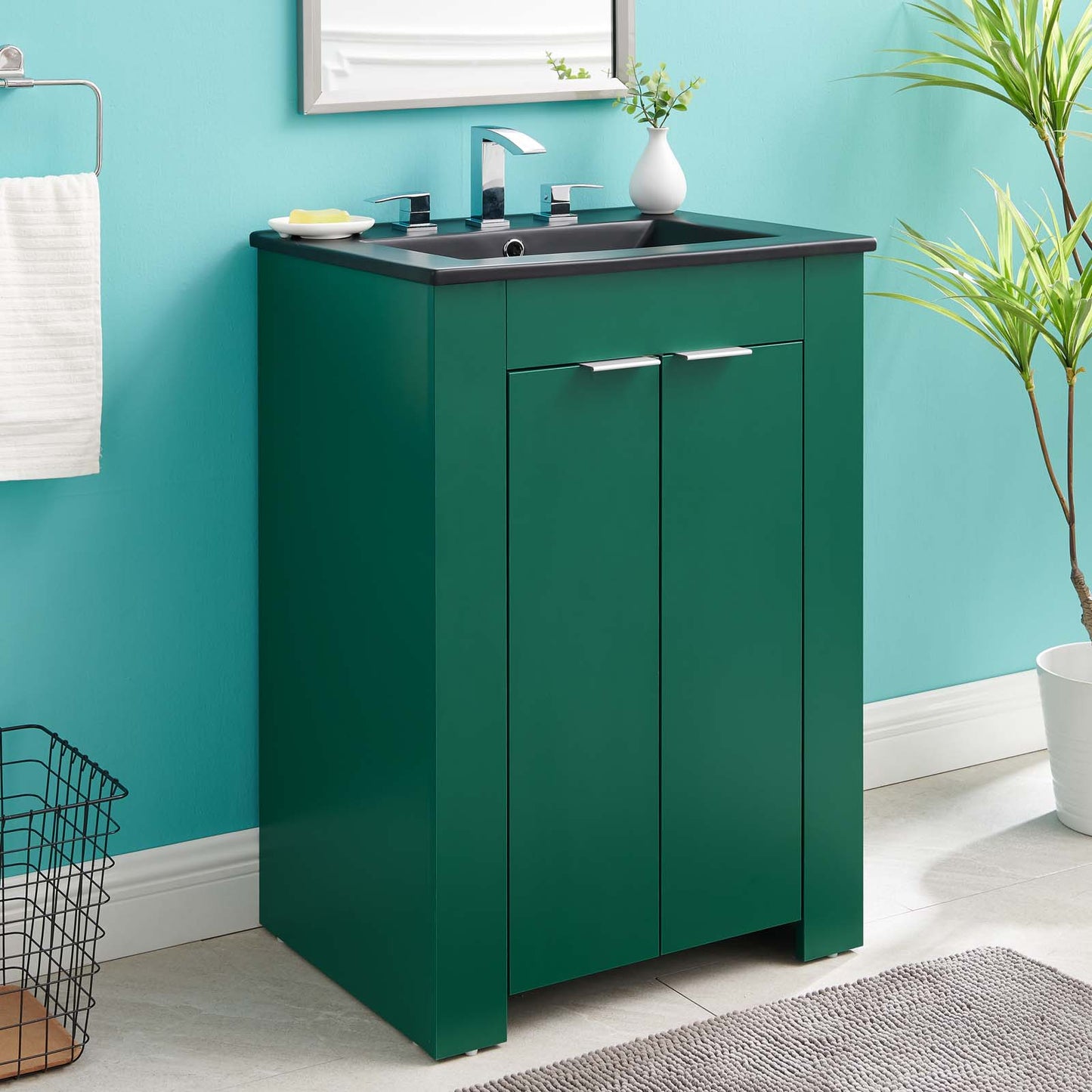 Maybelle 24" Bathroom Vanity, Melamine, Green Black, 21041