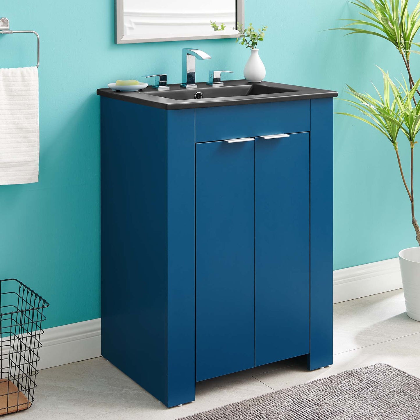 Maybelle 24" Bathroom Vanity, Melamine, Blue Navy Black, 21043