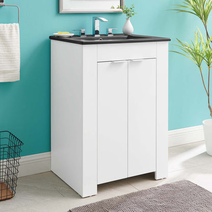 Maybelle 24" Bathroom Vanity, Melamine, White Black, 21044