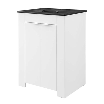 Maybelle 24" Bathroom Vanity, Melamine, White Black, 21044