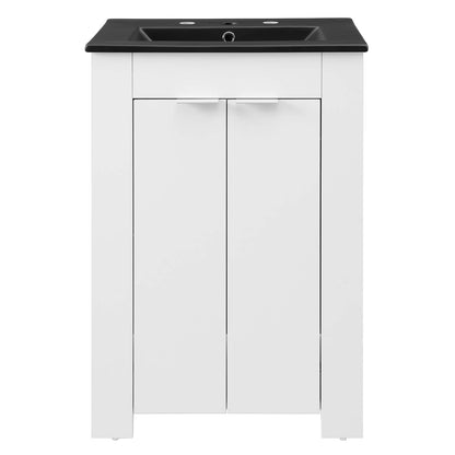 Maybelle 24" Bathroom Vanity, Melamine, White Black, 21044