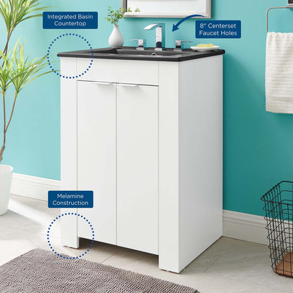 Maybelle 24" Bathroom Vanity, Melamine, White Black, 21044