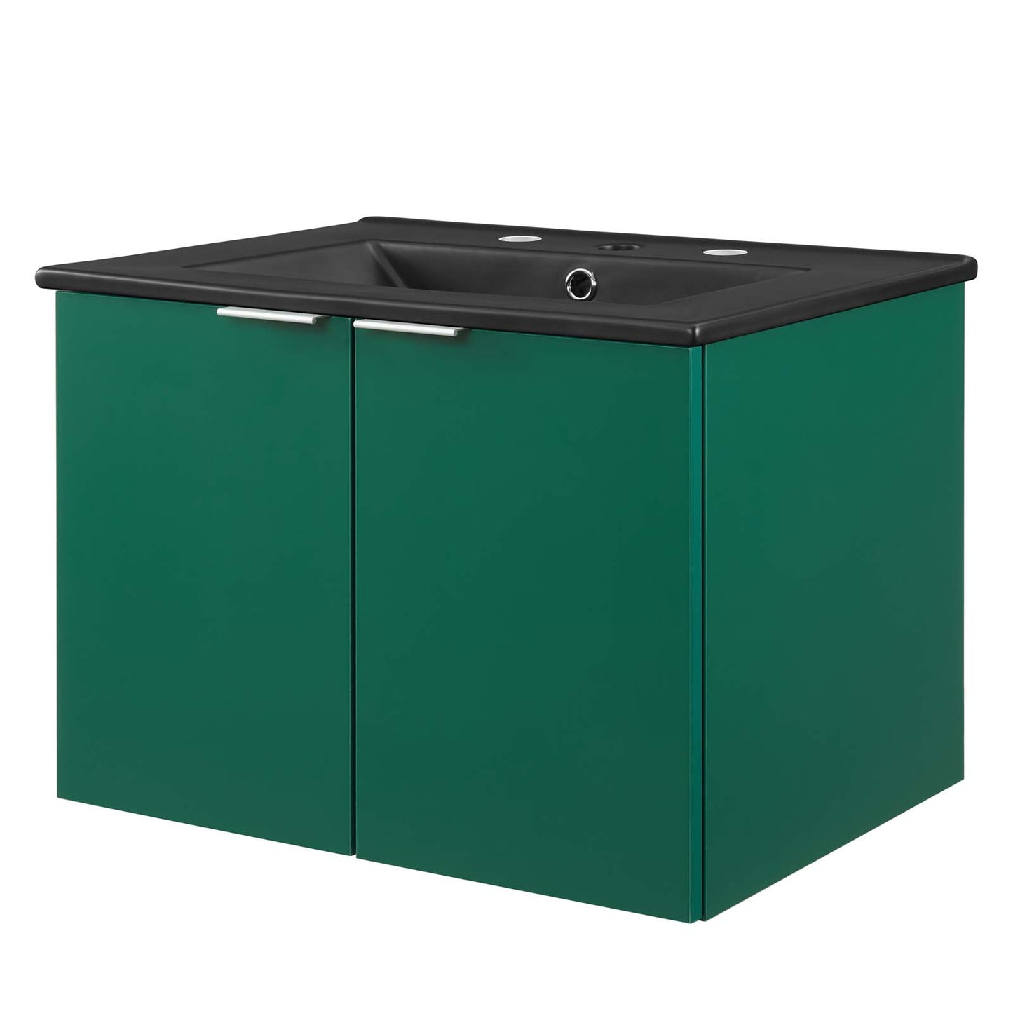 Maybelle 24" Wall-Mount Bathroom Vanity, Melamine, Green Black, 23121