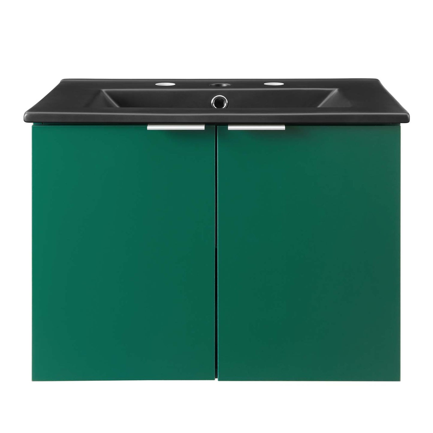 Maybelle 24" Wall-Mount Bathroom Vanity, Melamine, Green Black, 23121