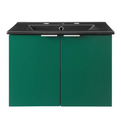 Maybelle 24" Wall-Mount Bathroom Vanity, Melamine, Green Black, 23121