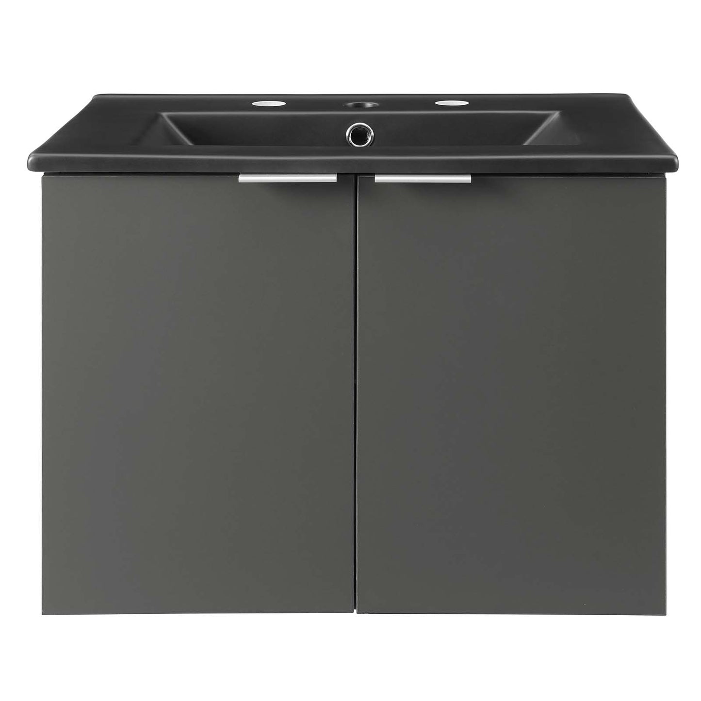 Maybelle 24" Wall-Mount Bathroom Vanity, Melamine, Grey Gray Black, 23122