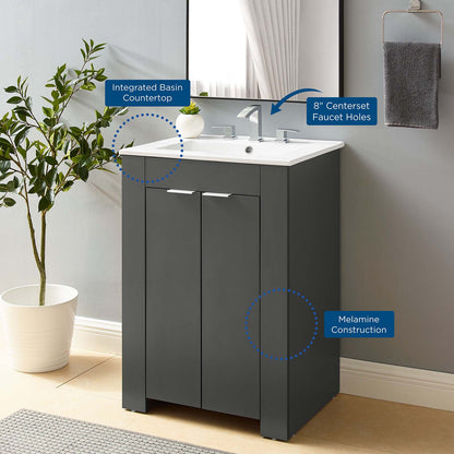 Maybelle 24" Bathroom Vanity, Melamine, Grey Gray White, 21046