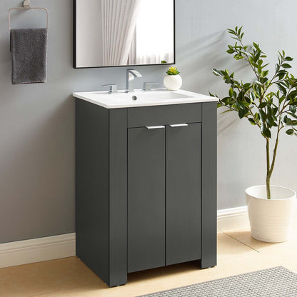 Maybelle 24" Bathroom Vanity, Melamine, Grey Gray White, 21046