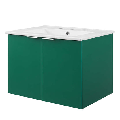 Maybelle 24" Wall-Mount Bathroom Vanity, Melamine, Green White, 21049