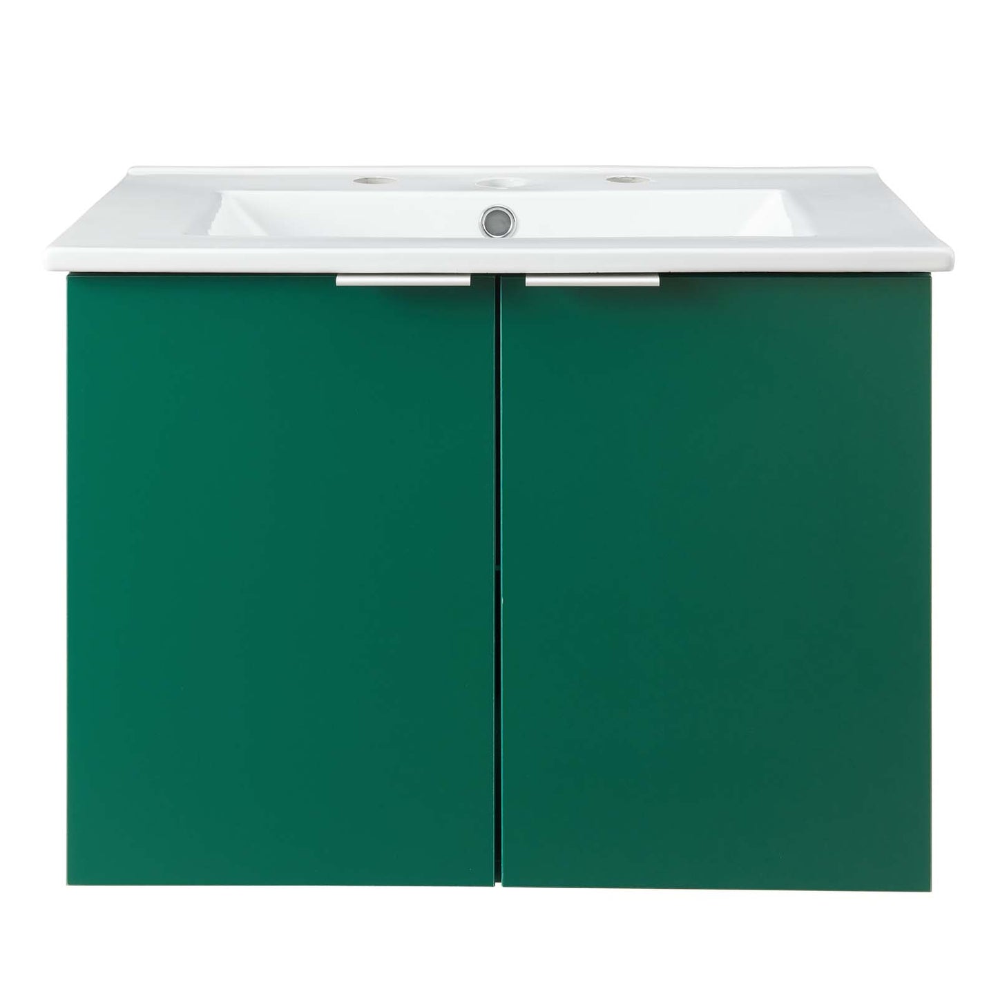 Maybelle 24" Wall-Mount Bathroom Vanity, Melamine, Green White, 21049