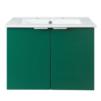 Maybelle 24" Wall-Mount Bathroom Vanity, Melamine, Green White, 21049