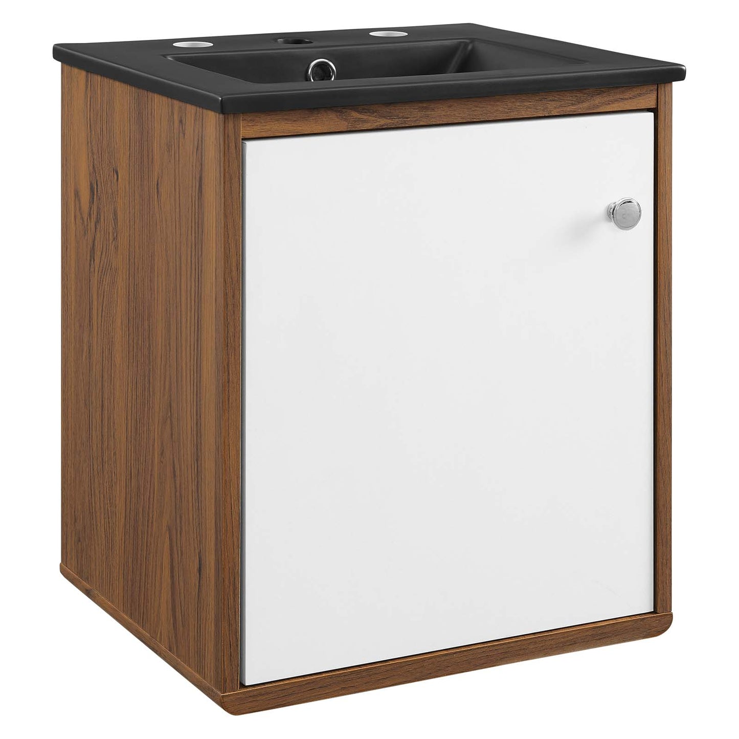 Transmit 18" Wall-Mount Bathroom Vanity, Wood, Brown Walnut Black, 21056