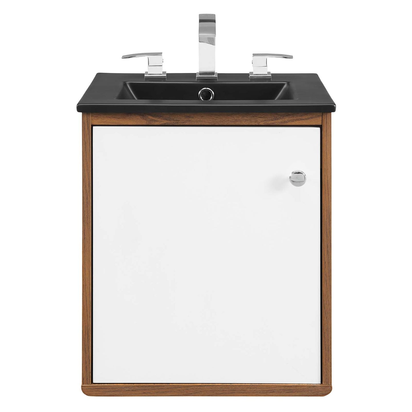 Transmit 18" Wall-Mount Bathroom Vanity, Wood, Brown Walnut Black, 21056