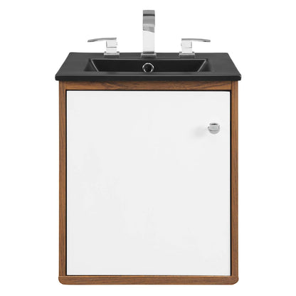 Transmit 18" Wall-Mount Bathroom Vanity, Wood, Brown Walnut Black, 21056