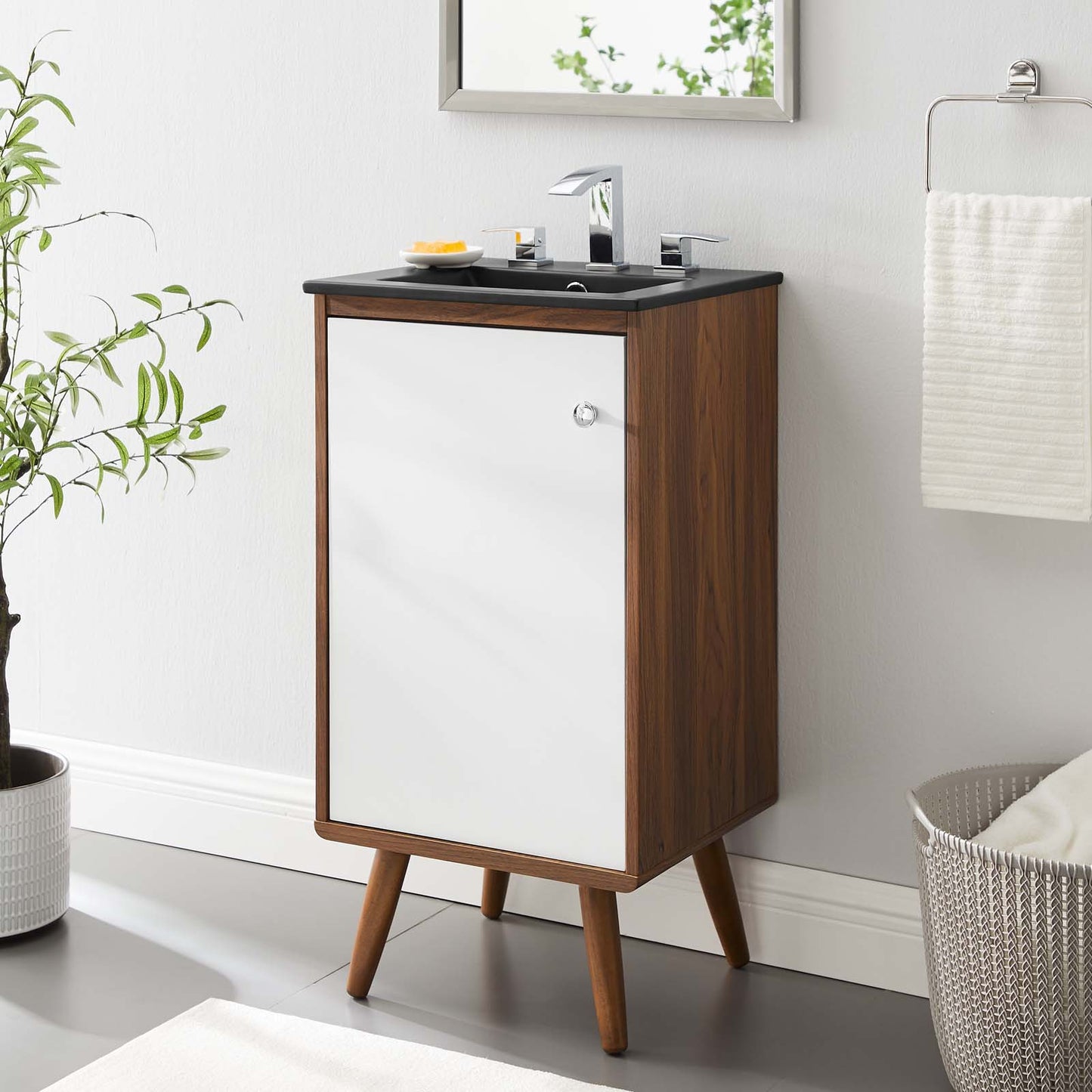 Transmit 18" Bathroom Vanity, Wood, Brown Walnut Black, 21057