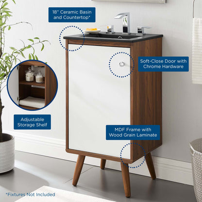 Transmit 18" Bathroom Vanity, Wood, Brown Walnut Black, 21057
