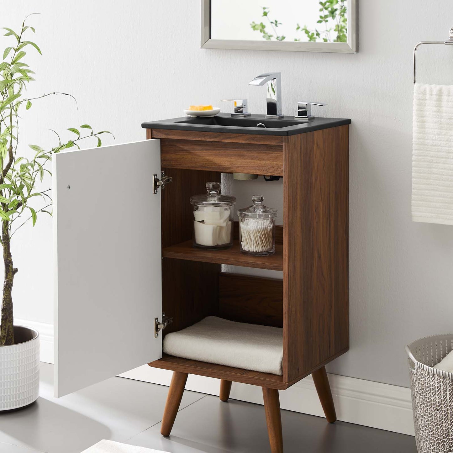 Transmit 18" Bathroom Vanity, Wood, Brown Walnut Black, 21057