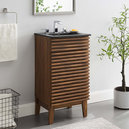 Render 18" Bathroom Vanity, Wood, Brown Walnut Black, 21059