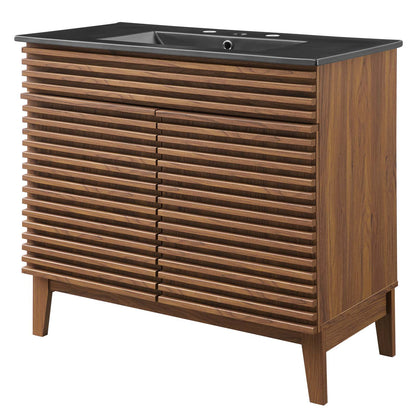 Render 36" Bathroom Vanity, Wood, Brown Walnut Black, 21064