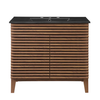 Render 36" Bathroom Vanity, Wood, Brown Walnut Black, 21064