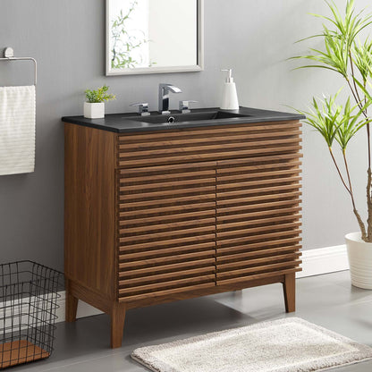 Render 36" Bathroom Vanity, Wood, Brown Walnut Black, 21064