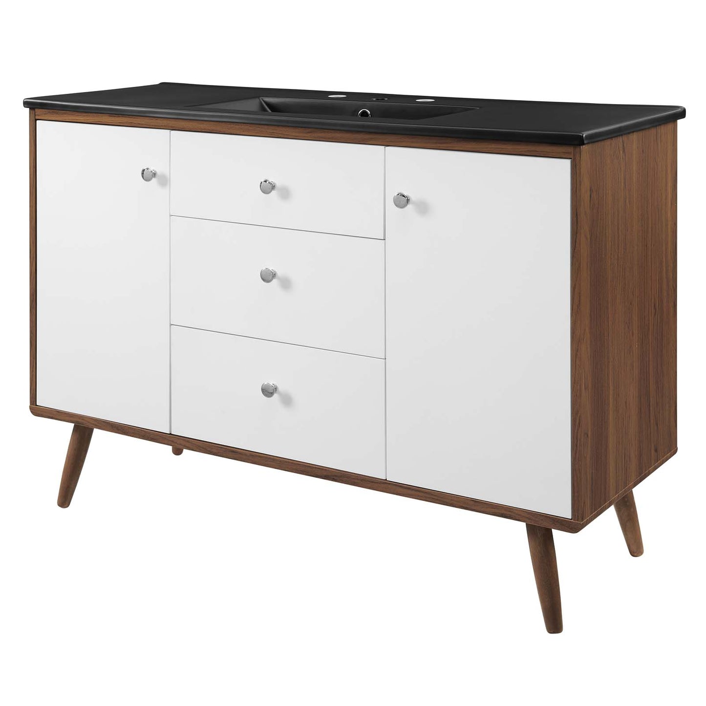 Transmit 48" Single Sink Bathroom Vanity, Wood, Brown Walnut Black, 21065