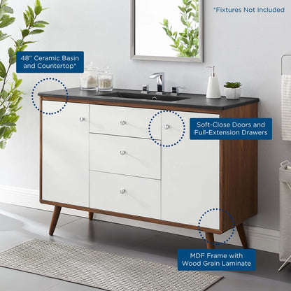 Transmit 48" Single Sink Bathroom Vanity, Wood, Brown Walnut Black, 21065