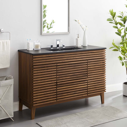 Render 48" Single Sink Bathroom Vanity, Wood, Brown Walnut Black, 21066