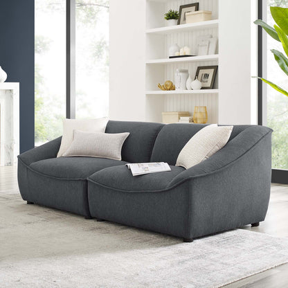 Comprise 2-Piece Loveseat, Fabric, Dark Grey Gray, 21068