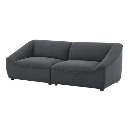 Comprise 2-Piece Loveseat, Fabric, Dark Grey Gray, 21068