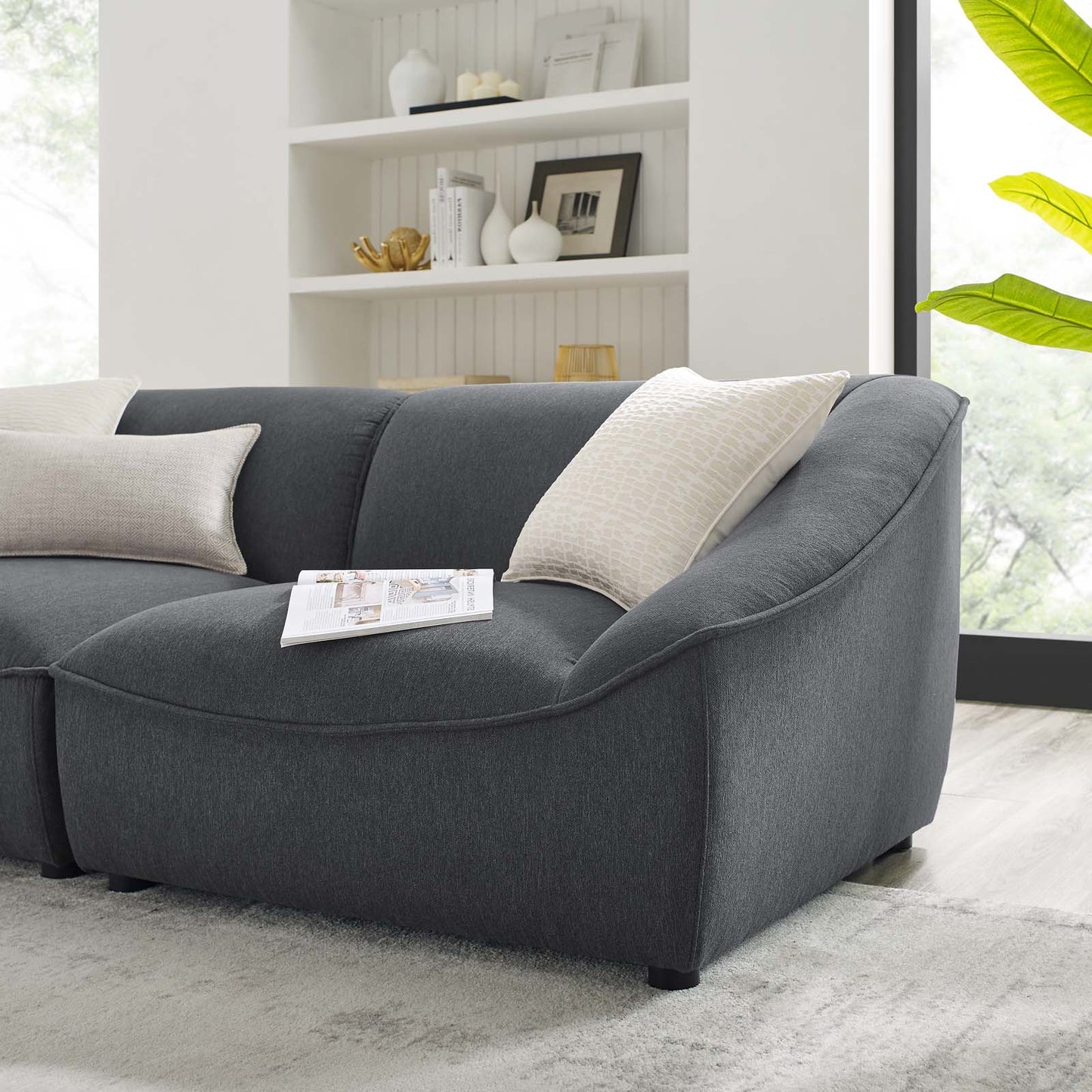 Comprise 2-Piece Loveseat, Fabric, Dark Grey Gray, 21068