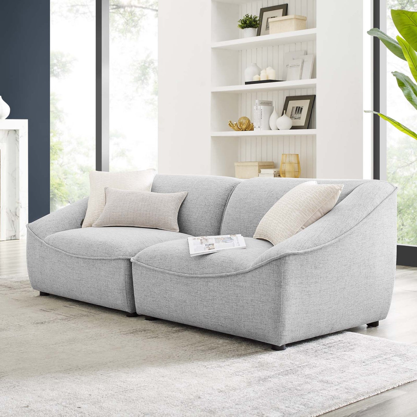 Comprise 2-Piece Loveseat, Fabric, Light Grey Gray, 21069