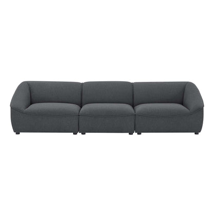 Comprise 3-Piece Sofa, Fabric, Dark Grey Gray, 21071