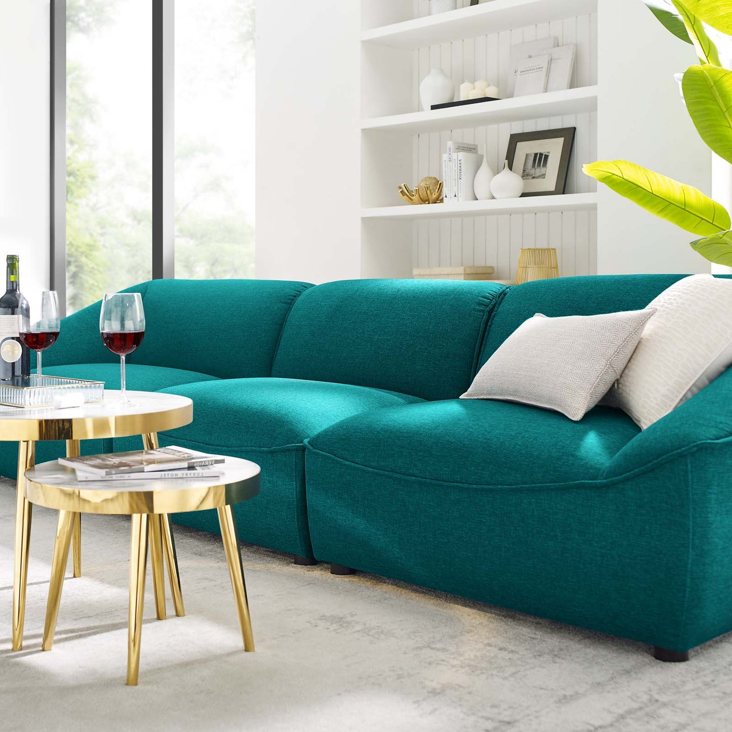 Comprise 3-Piece Sofa, Fabric, Teal Blue, 21073