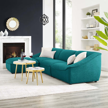 Comprise 4-Piece Living Room Set, Fabric, Teal Blue, 21076