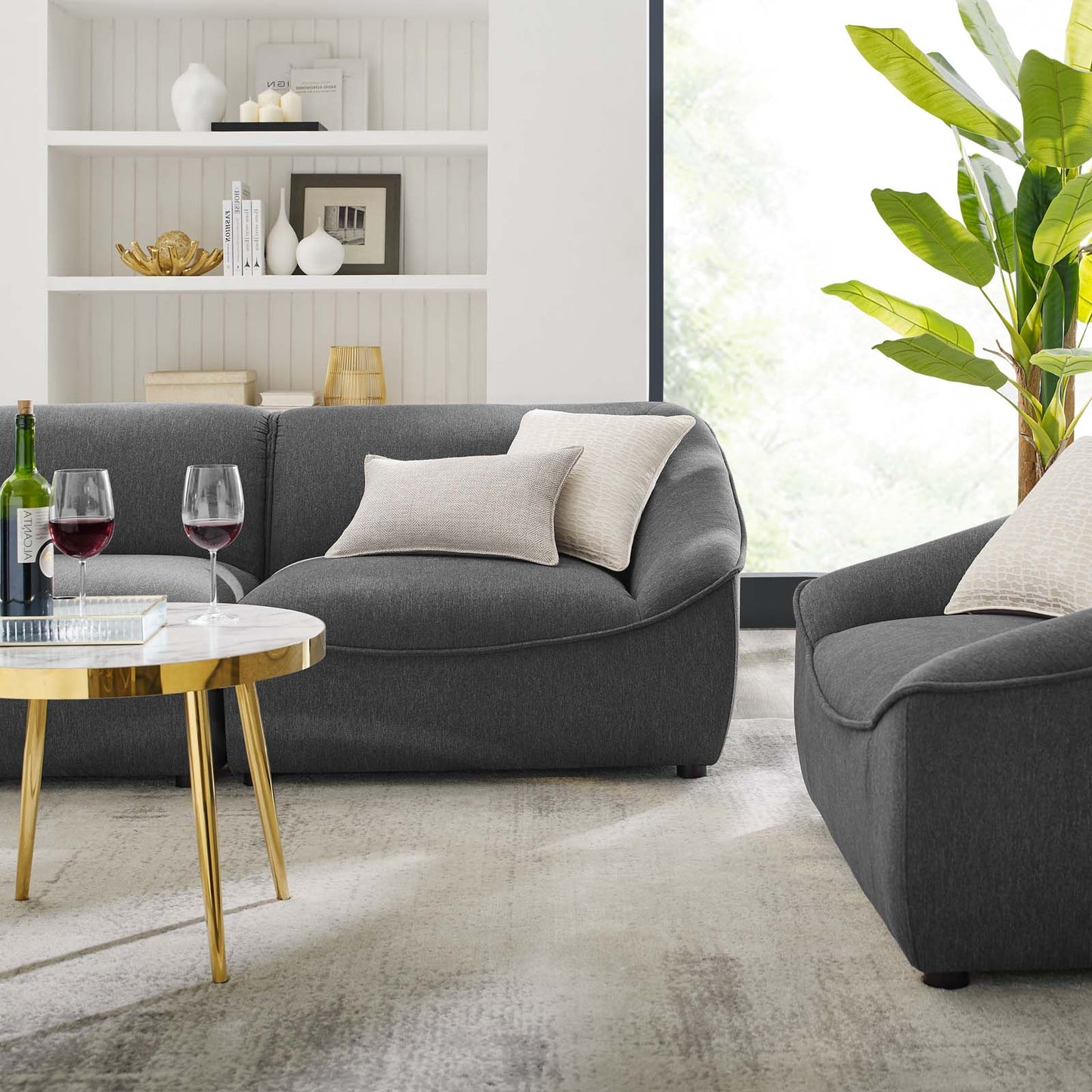 Comprise 4-Piece Living Room Set, Fabric, Dark Grey Gray, 21077