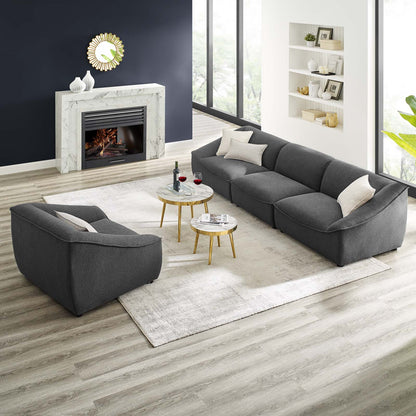 Comprise 4-Piece Living Room Set, Fabric, Dark Grey Gray, 21077