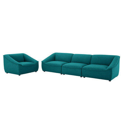 Comprise 4-Piece Living Room Set, Fabric, Teal Blue, 21079