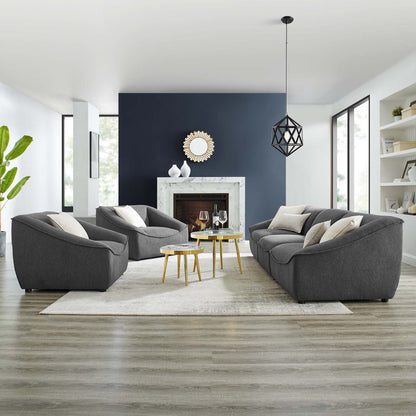 Comprise 5-Piece Living Room Set, Fabric, Dark Grey Gray, 21080