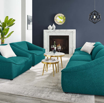 Comprise 5-Piece Living Room Set, Fabric, Teal Blue, 21082