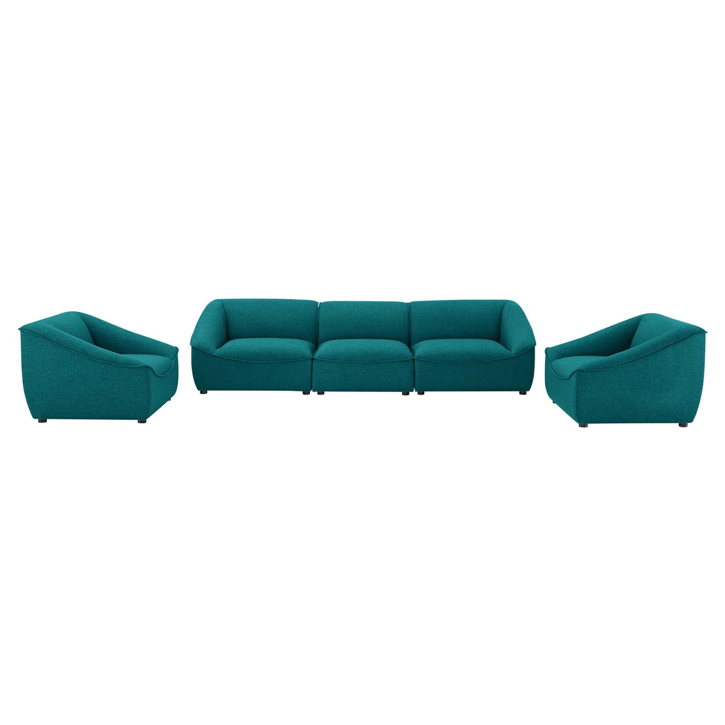 Comprise 5-Piece Living Room Set, Fabric, Teal Blue, 21082