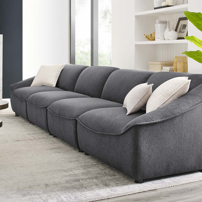 Comprise 4-Piece Sofa, Fabric, Dark Grey Gray, 21083