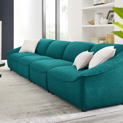 Comprise 4-Piece Sofa, Fabric, Teal Blue, 21085