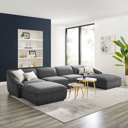 Comprise 6-Piece Living Room Set, Fabric, Dark Grey Gray, 21086