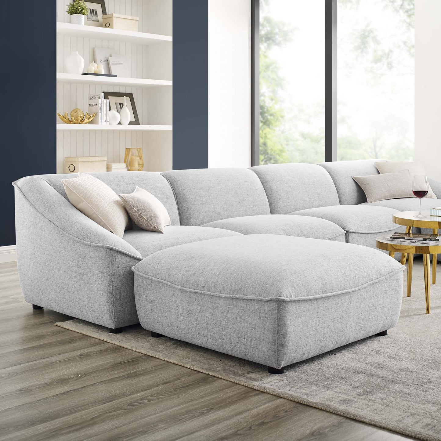 Comprise 6-Piece Living Room Set, Fabric, Light Grey Gray, 21087