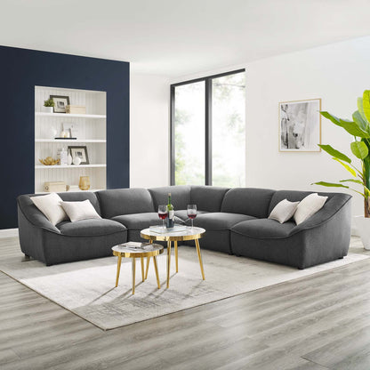 Comprise 5-Piece Sectional Sofa, Fabric, Dark Grey Gray, 21089
